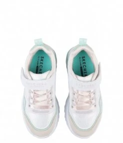 Skechers Color Pop Gore And Strap Fashion Sneaker With Multi Colored Overlays White Textile Mint Trim -Skechers 310477L wmnt 4 600