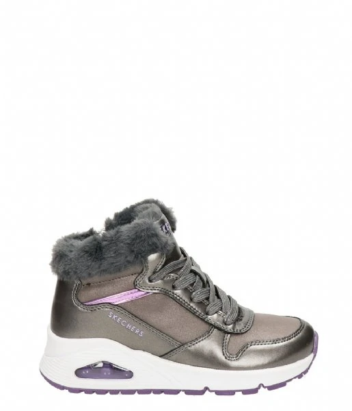 Skechers Uno-Cozy On Air Gun Metal Lavender 3 Skechers Uno-Cozy On Air Gun Metal Lavender